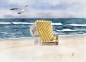 Preview: Postkarte DIN-A6 Aquarell Maritim Kunst Druck Kunstdruck Nordsee Insel Langeoog Strandkorb Strand Meer